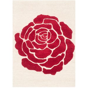 Cambridge Ivory/Red Doormat 2 ft. x 3 ft. Floral Area Rug