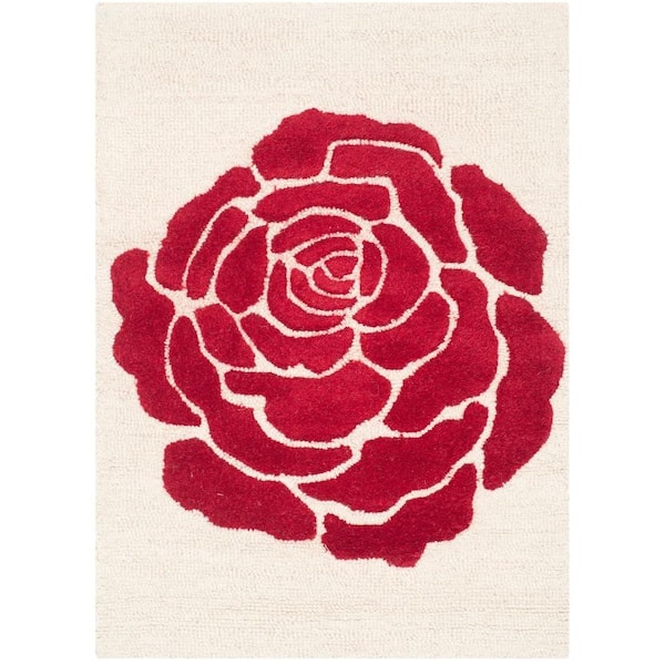 SAFAVIEH Cambridge Ivory/Red Doormat 2 ft. x 3 ft. Floral Area Rug
