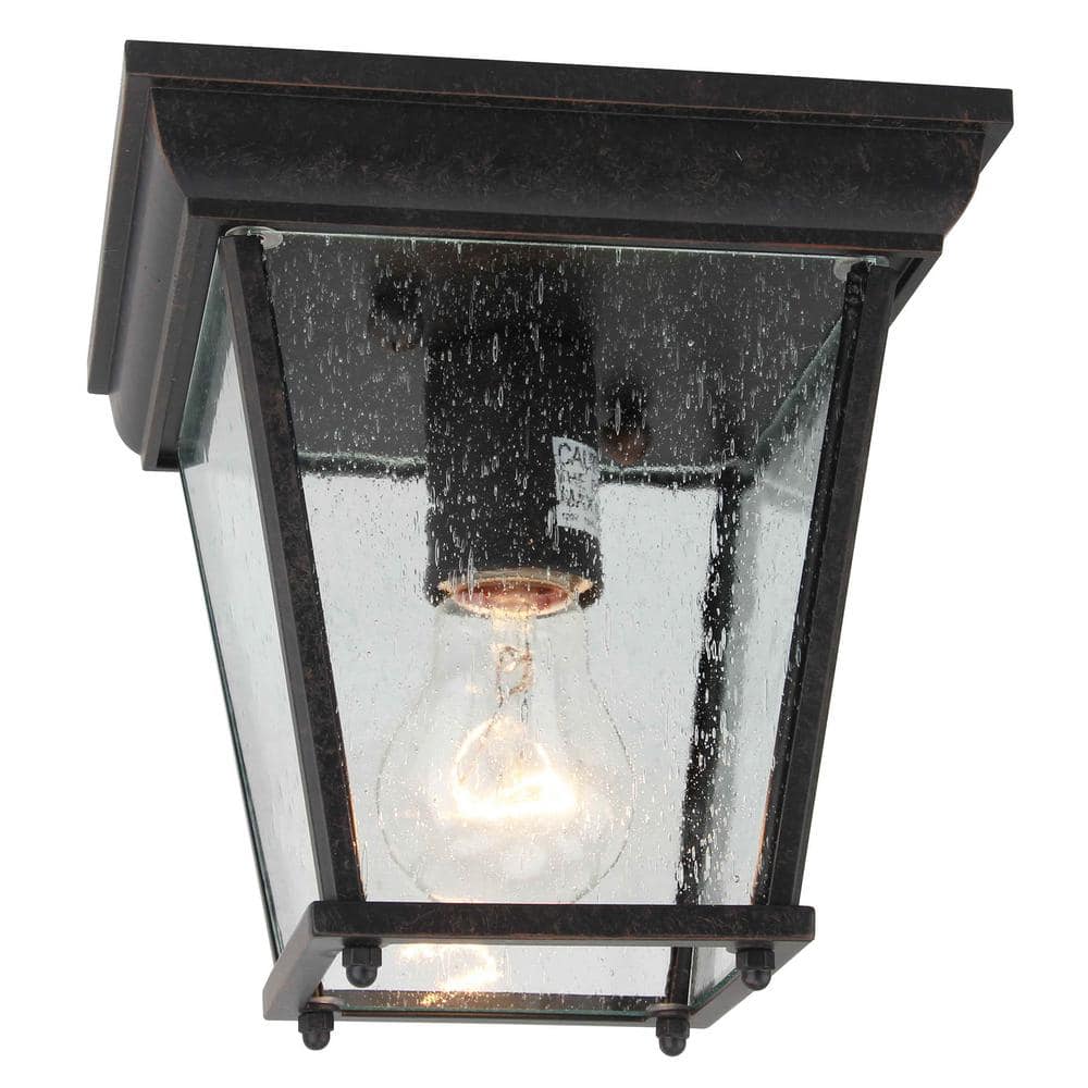 1-Light Oil Rubbed Bronze Outdoor Semi-Flush Mount Light
