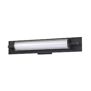 SABRA 23 in. 1 Light Black, Clear LED Vanity Light Bar with Clear Glass, Acrylic Shade