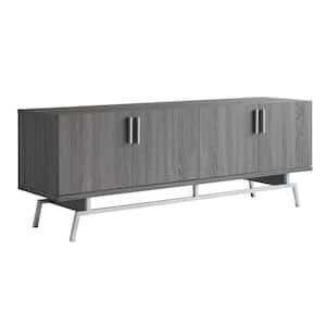 Tomfaul 60 in. Distressed Gray TV Stand Fits TV's up to 65 in. with 2 Storage Cabinets