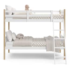 Caribou Solid Hardwood Twin Bunk Bed White with Natural