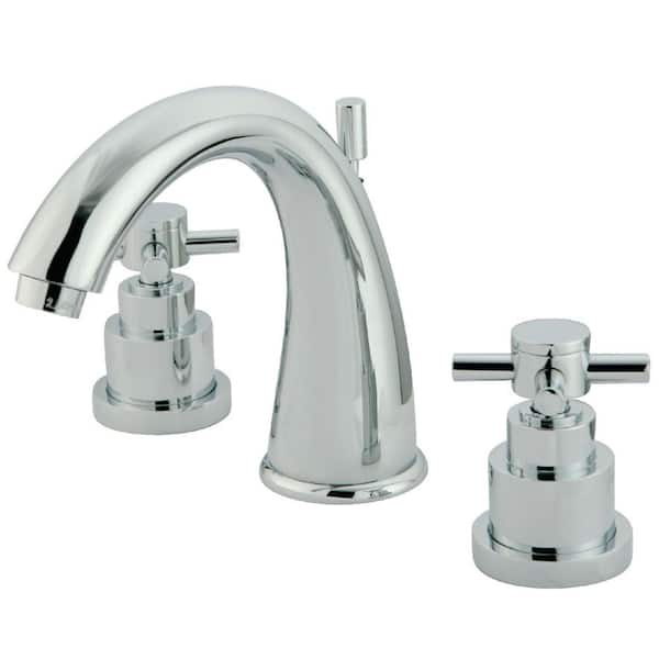 Kingston Brass Elinvar 8 in. Widespread 2-Handle Bathroom Faucets with Brass Pop-Up iin Polished Chrome