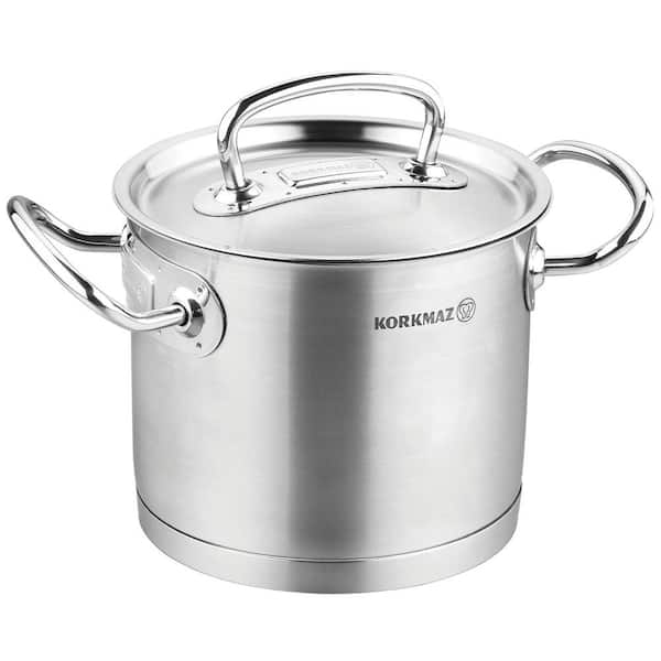 Korkmaz Proline Professional Series 14.5 l Stainless Steel Extra Deep Casserole with Lid in Silver
