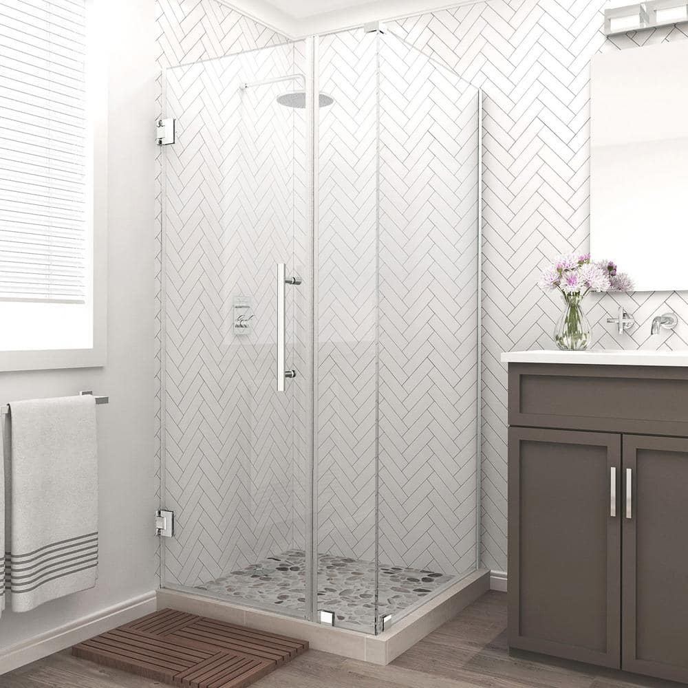 Bromley 72" Frameless Chrome Hinged Corner Shower Enclosure