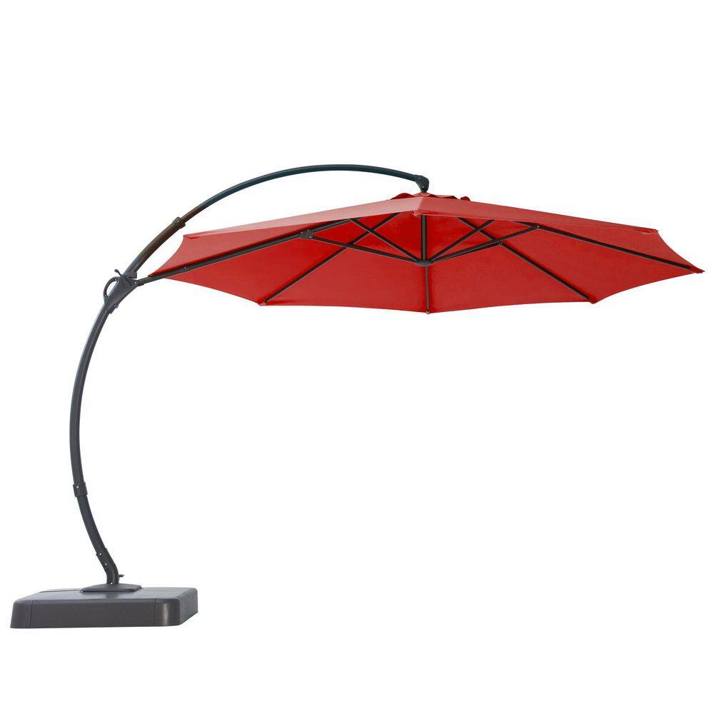 11' Red Aluminum Cantilever Patio Umbrella with Base