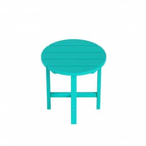 Mason 18 in. Turquoise Poly Plastic Fade Resistant Outdoor Patio Round Adirondack Side Table