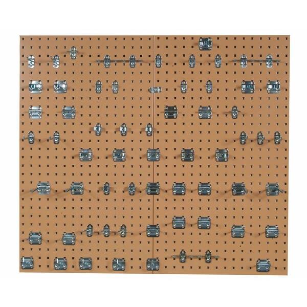 LocBoard (2) 24 in. x 42-1/2 in. x 9/16 in. Tan Epoxy 18-Gauge Steel Square Hole Pegboards with Assorted (62-Pieces)