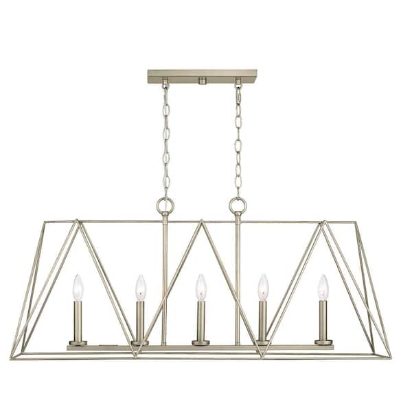 Progress Lighting Ferncroft 5-Light Silver Ridge Chandelier with Antique Nickel Accents