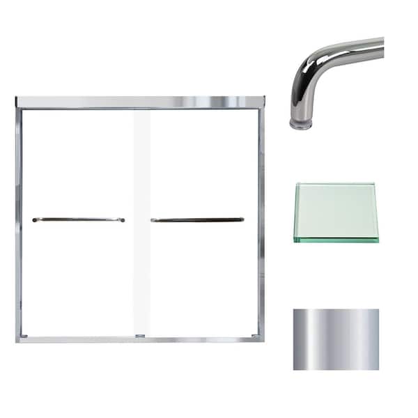 Transolid Cara 59 in. W x 60 in. H Sliding Semi-Frameless Shower Door in Polished Chrome with Clear Glass