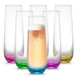 Hue 9.4 oz. Ombre Multi-Color Stemless Champagne Flute Glass Set (Set of 6)