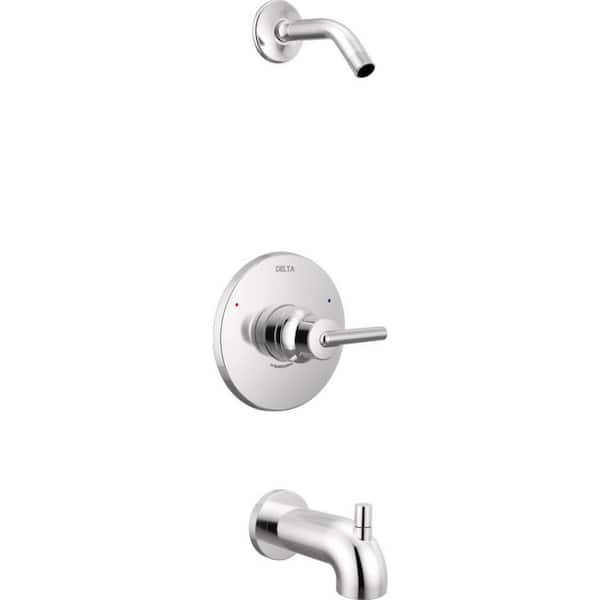 Delta Trinsic 1-Handle Tub and Shower Faucet Trim Kit in Chrome with Less Shower Head (Valve and Showerhead Not Included)
