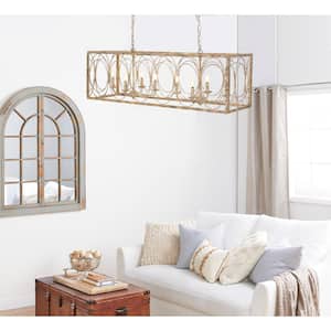 40-Watt Integrated LED Gold Metal 8 Light Chandelier with Link Style Chain
