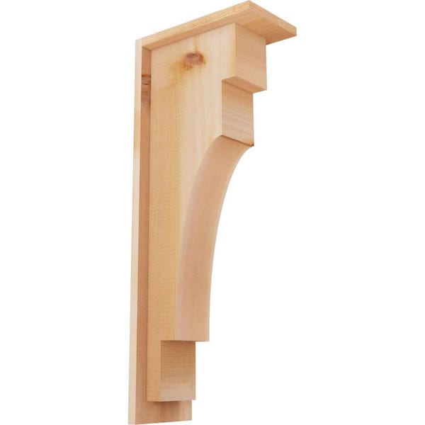 Ekena Millwork 5-1/2 in. x 10 in. x 26 in. Western Red Cedar Mediterranean Smooth Corbel with Backplate