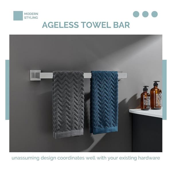 24in Contemporary Style Wall Mounted Bathroom Towel Bar Bath Towel Rack Bath Holder Accessories Hanger in Brushed Nickel