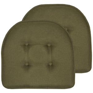 Solid Memory Foam 17 in. x 16 in. U-Shape Non-Slip Indoor/Outdoor Chair Seat Cushion, Army Green (2-Pack)