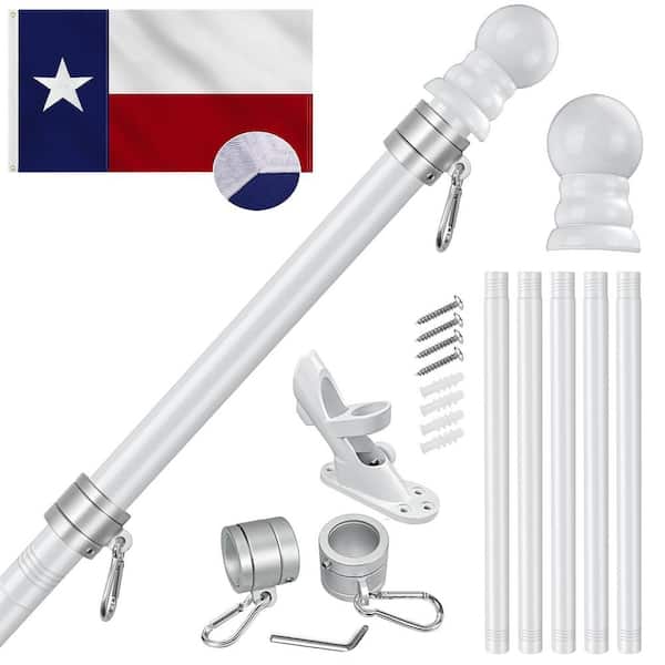 Flag Stars 3 ft. x 5 ft. Nylon Texas Flag 2-Sided House Flag with 6 ft. Flagpole Kit - White