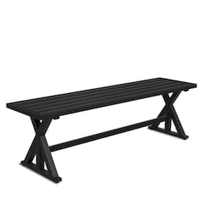 Outdoor Patio Bench 61.2 in. Metal Picnic Benches, X-Leg Dining Seating for Garden Bistro Backyard (for 2-3 Persons)