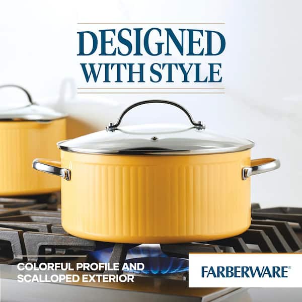 Farberware Style 10-Piece Aluminum Nonstick Cookware Set with Lids in Yellow  13548 - The Home Depot