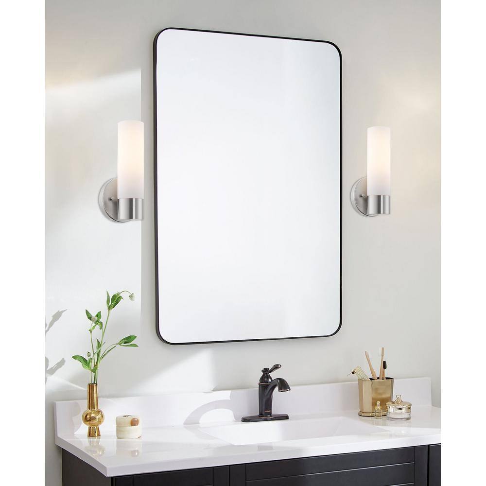 Brushed Nickel 10" Modern Wall Sconce with Frosted Glass Shade