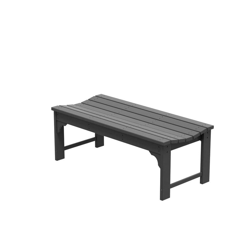 Gray 48-Inch Weather-Resistant Backless Outdoor Bench
