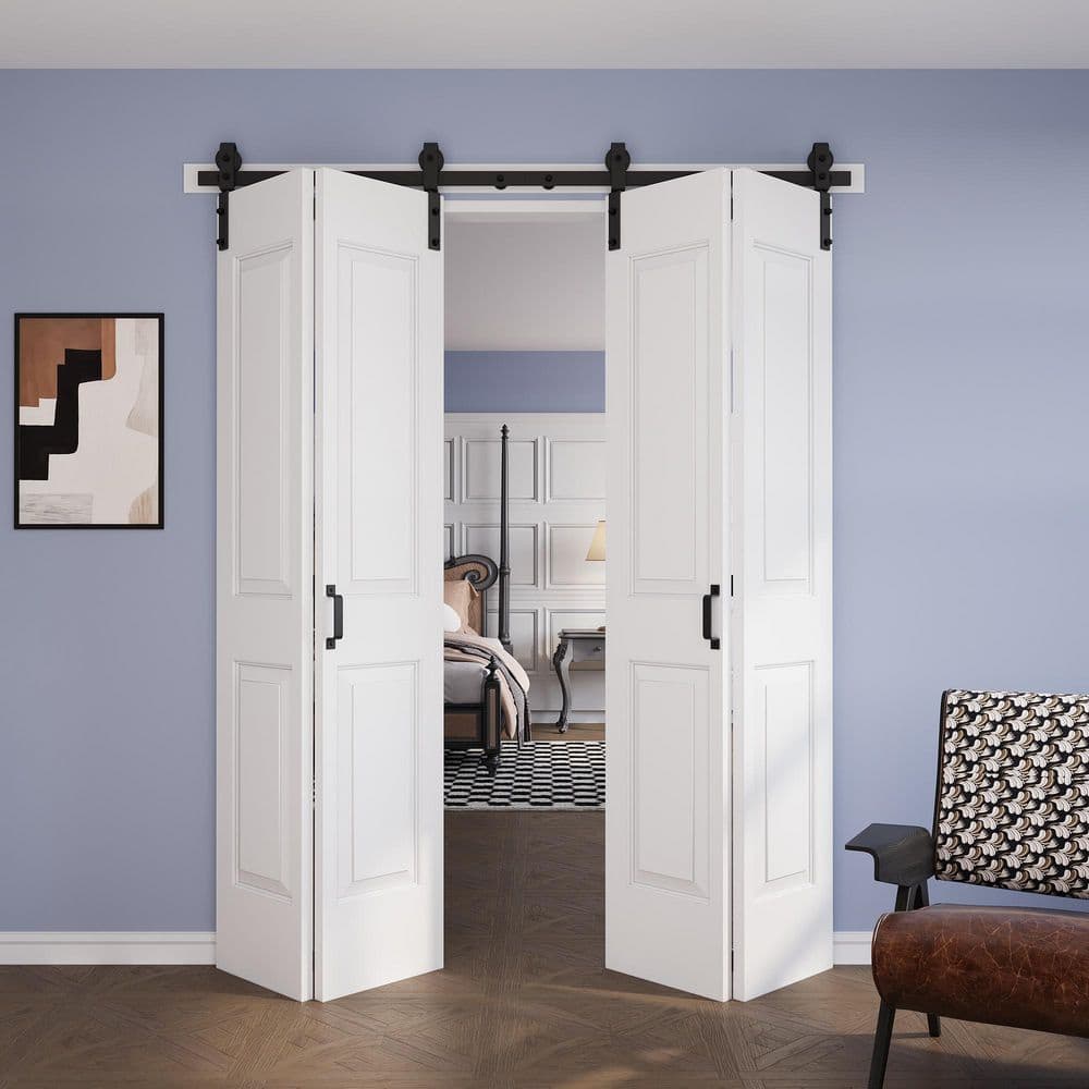 MillwkPro 64 in. x 84 in. Assembled Bi-Fold 4 Panel White Primed