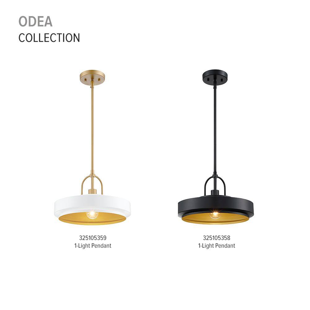 Odea Matte White and Brushed Gold Mid-Century Modern Pendant Light