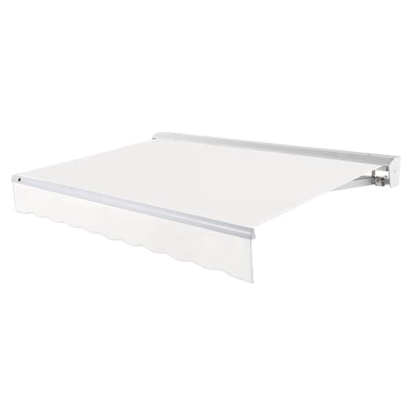 AWNTECH 10 ft. Destin Left Motorized Retractable Awning with Hood (96 in. Projection) in Off White