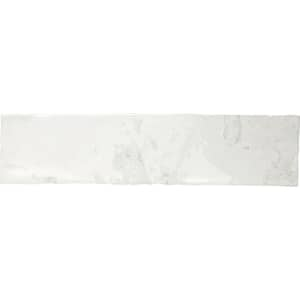 Splash Coconut White 2.94 in. x 11.88 in. Textured Look Subway Ceramic Wall Tile Sample