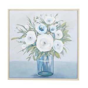 1- Panel Floral Bouquet Framed Wall Art with Tan Frame 32 in. x 32 in.