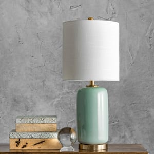 Bell 26 in. Green Traditional Table Lamp with Shade