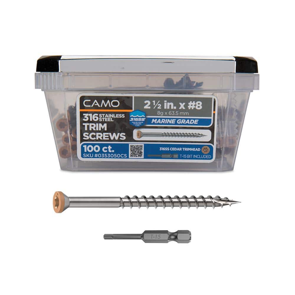 "#8 2-1/2 in. 316 Stainless Steel Cedar Premium Star Drive Trim Screws (100-Count)" price history on PriceWatchPro