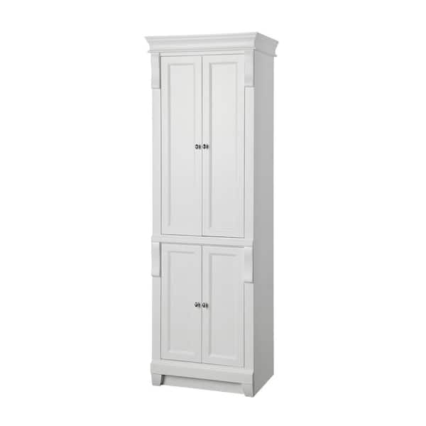 Naples 24 in. W x 17 in. D x 74 in. H White Freestanding Linen Cabinet