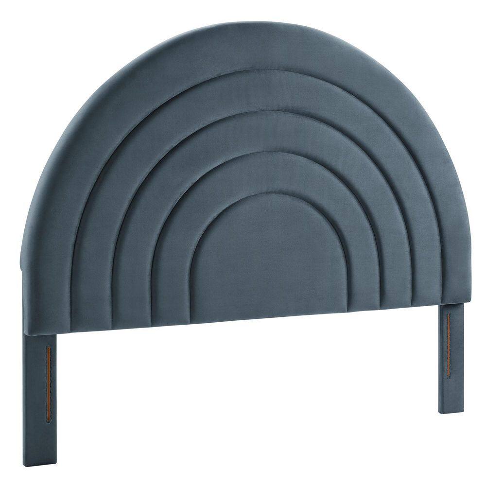 Cadet Blue Velvet Arched Full Headboard