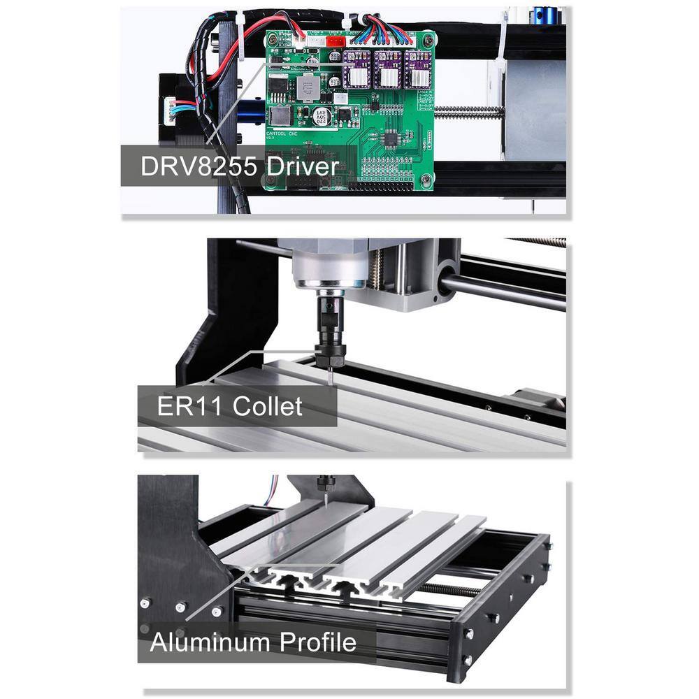 Genmitsu Black Acrylic and PVC CNC Router Kit with 300x180x45mm Working Area