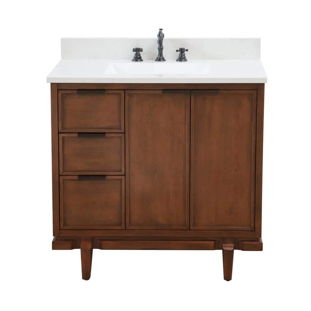 Dark Cherry Single Sink Vanity with Engineered Quartz Top