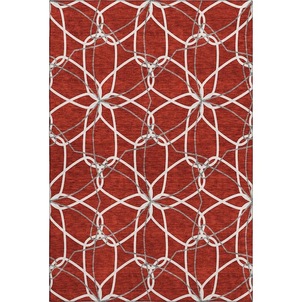 Addison Rugs Mayfield Premium Machine Washable Abstract AMF950 Red 5 ft. x 7 ft. 6 in. Area Rug
