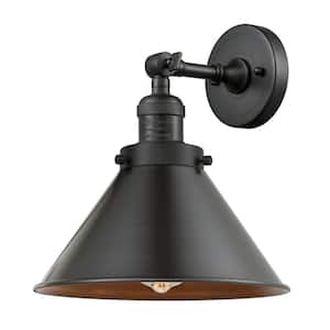 Briarcliff 10 in. 1-Light Oil Rubbed Bronze Wall Sconce with Oil Rubbed Bronze Metal Shade