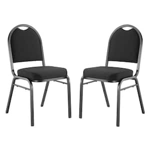 9200-Series Ebony Black Seat/Black Sandtex Frame Premium Fabric Upholstered Stack Chair (Pack of 2)