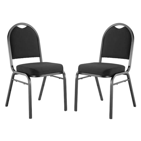 National Public Seating 9200-Series Ebony Black Seat/Black Sandtex Frame Premium Fabric Upholstered Stack Chair (Pack of 2)