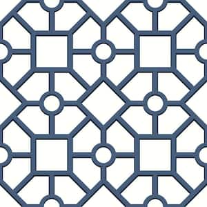 Hedgerow Trellis Navy/Blue Premium Peel and Stick Wallpaper Roll (Covers 28.18 sq. ft.)