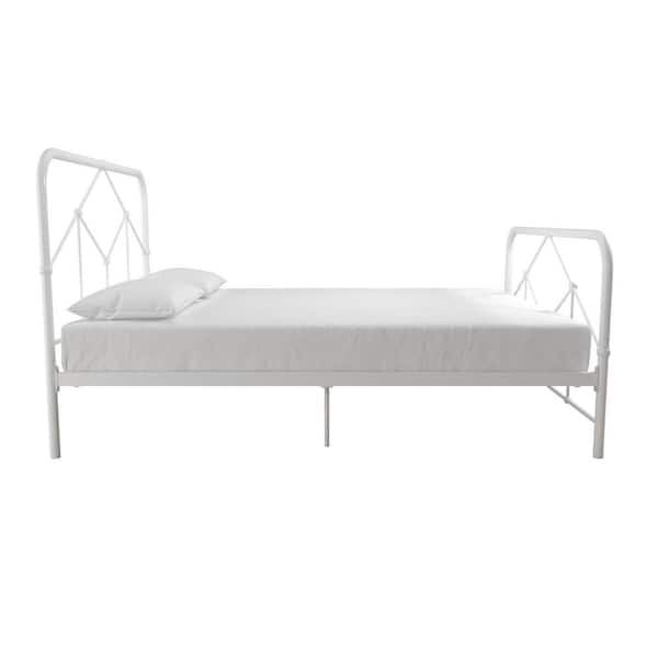 Novogratz Francis Farmhouse White Metal, White Metal King Size Bed Frame Ikea