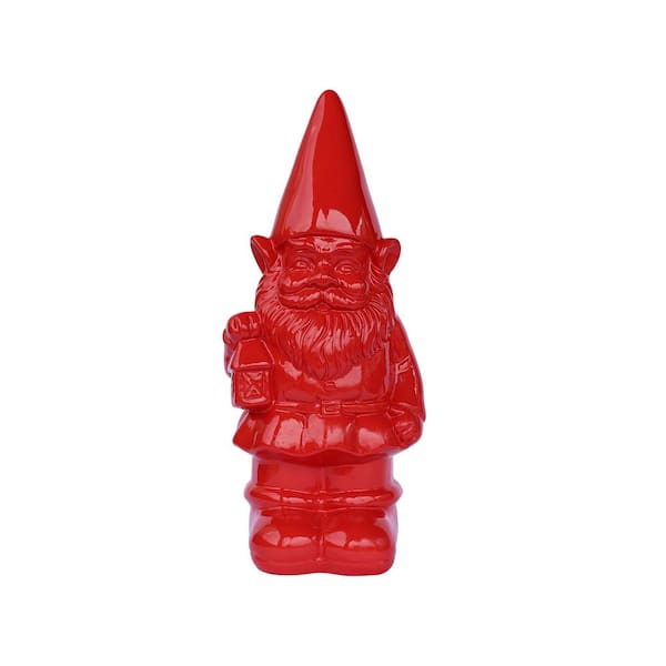 HI-LINE GIFT LTD Garden Gnome Statue Holding Lantern-Red