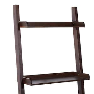 69 in. 5 Shelves Wood Stationary Brown Shelving Unit