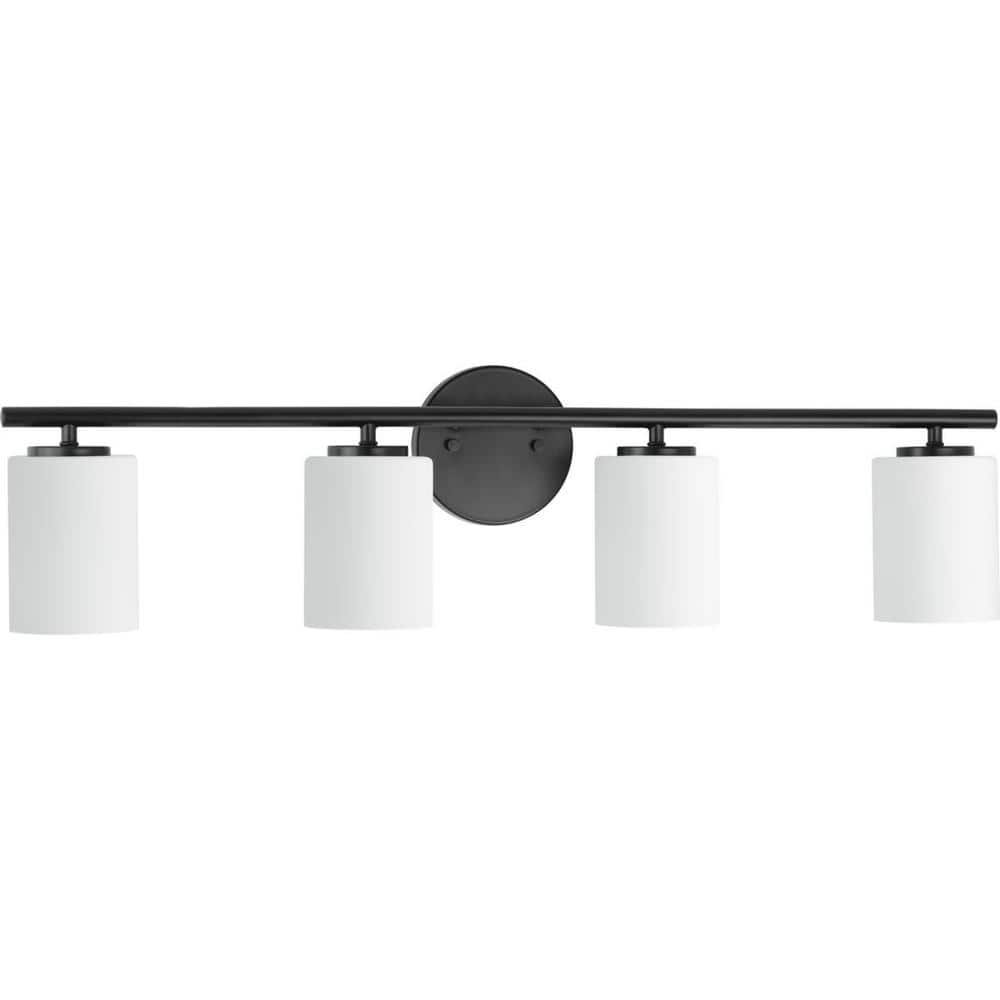 Sleek Textured Black Porcelain 4-Light Modern Bath Vanity Fixture