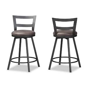 Arjean 26 in. Gray and Black Pub Stool (Set of 2)