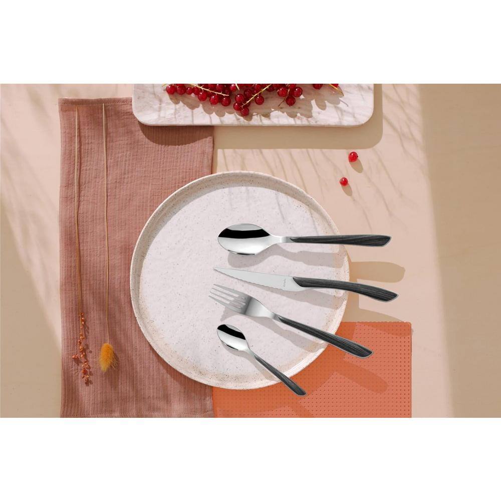 Amefa Eclat 24-Piece Stainless Steel Set (Natural Black Wood)