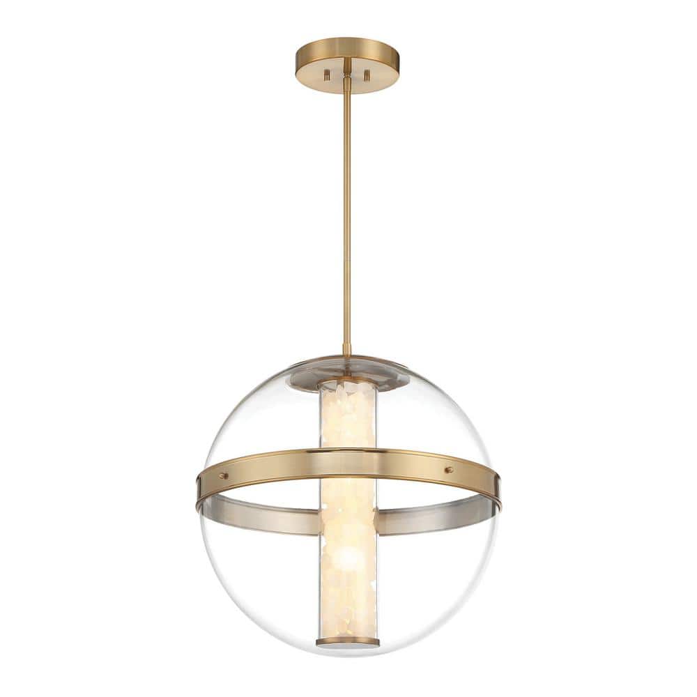 Divinely 35-Watt 1-Light Celeste Brass Integrated LED Globe Pendant Light with Clear Glass Shade and No Bulbs Included price history on PriceWatchPro
