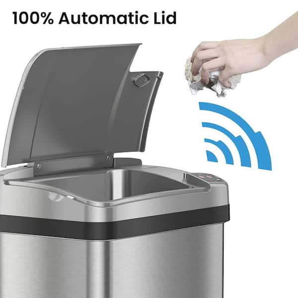 Kitchen Trash Can with Lid, 13 Gallon Automatic Garbage Can for Bathroom  Bedroom Home Office 50 Liter Touch Free High-Capacity Brushed Stainless  Steel
