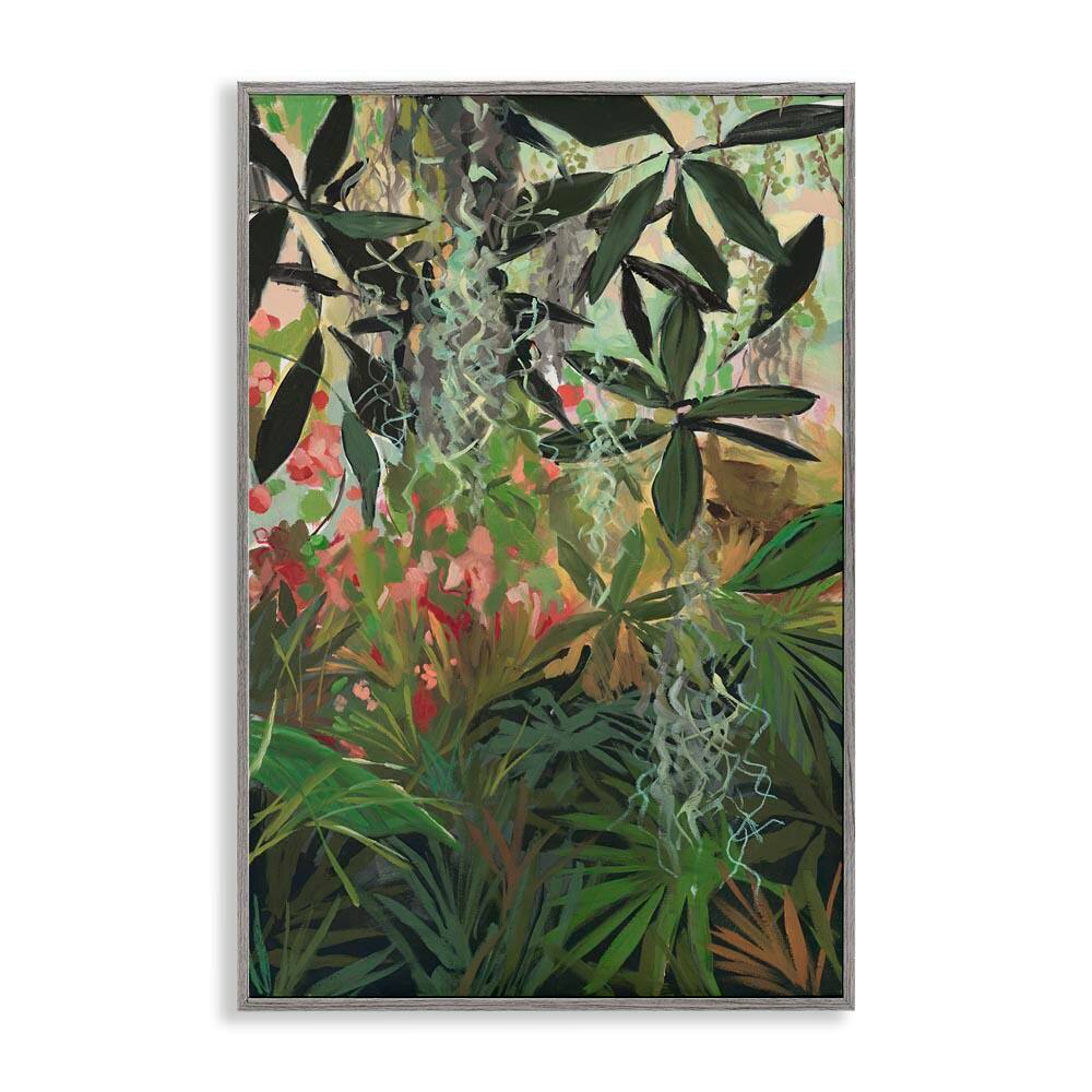 Dense Rain Forest Plants by Jenny Westenhofer Gray Framed Nature Giclee Art Print 30 in. x 20 in. price history on PriceWatchPro